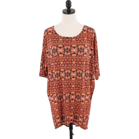 NEW LuLaRoe Irma Loose‎ Orange Tunic Top Long Shirt Tail Top Medium Boat - Picture 1 of 9